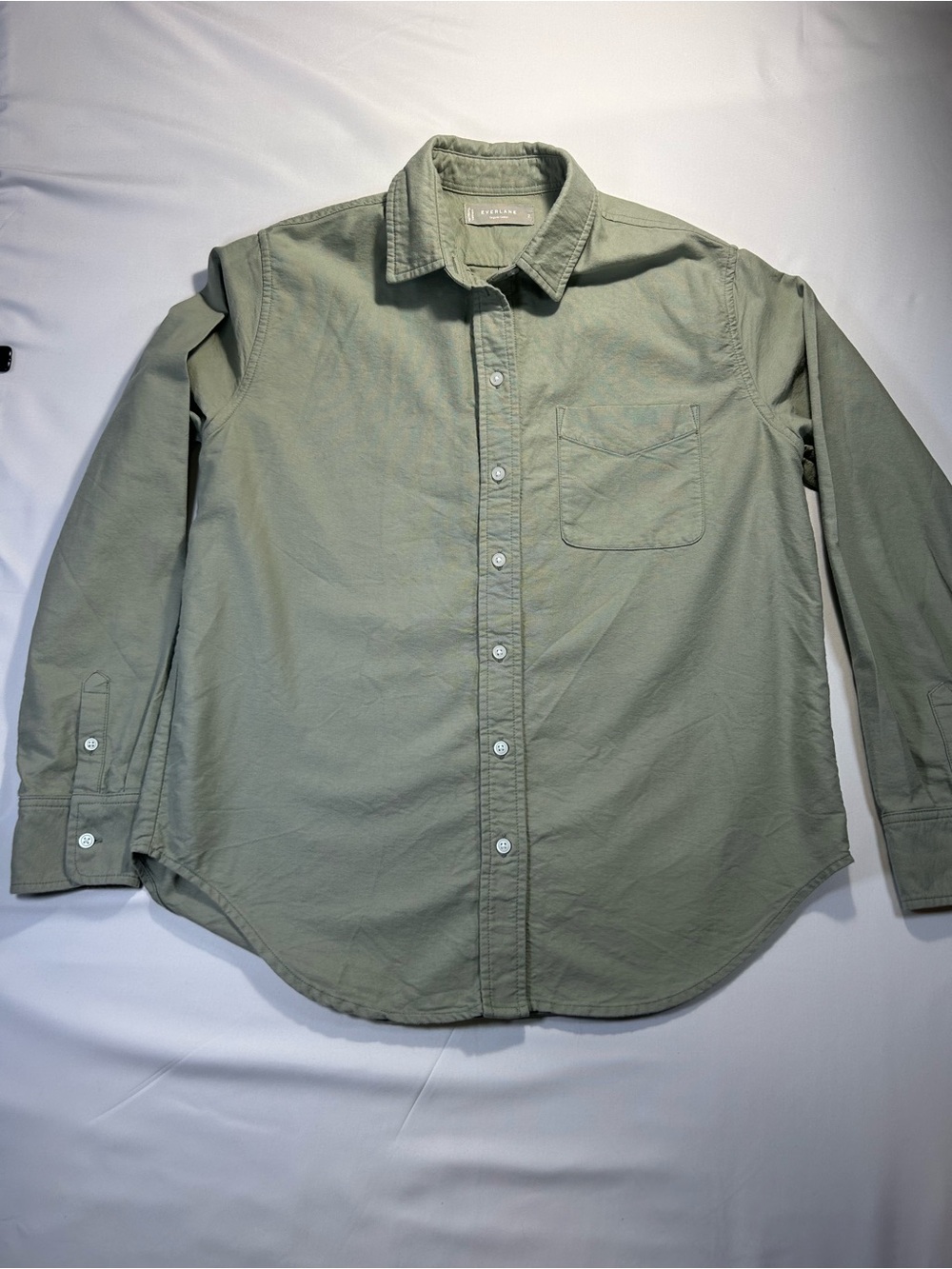 Everlane Olive Green Casual Button-Down Shirt organic cotton